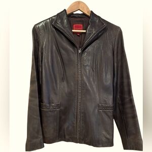 ✨Cole Haan Vintage Lambskin Moto Jacket Brown Size:2
